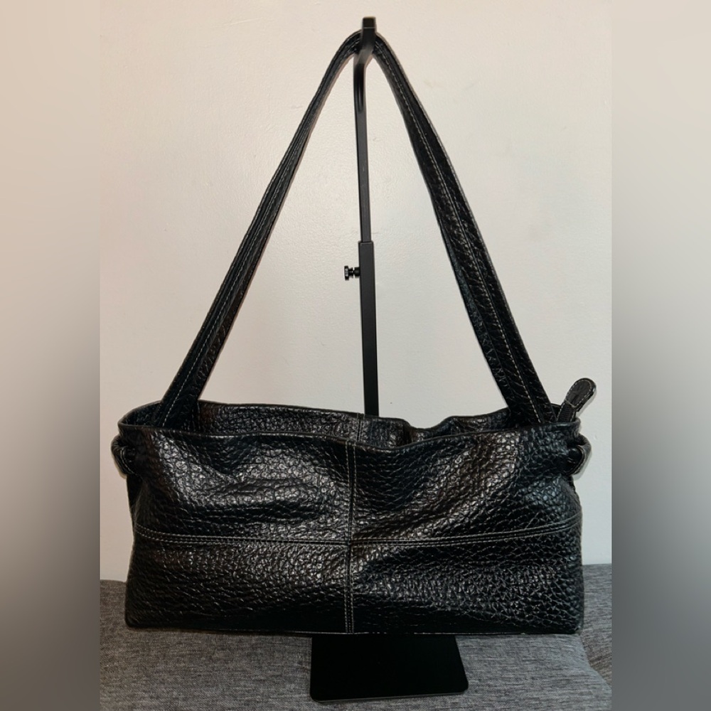 Plinio Visona Elegant Black Leather Shoulder Bag
